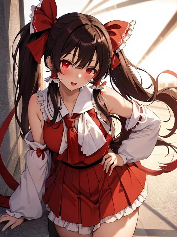 20 years old, Twin tails, Reimu Hakurei, (masterpiece), highest quality, 1girl, uhd, retina, masterpiece, ccurate, anatomically correct, textured skin, super detail, high details, high quality, best quality, highres, 4K