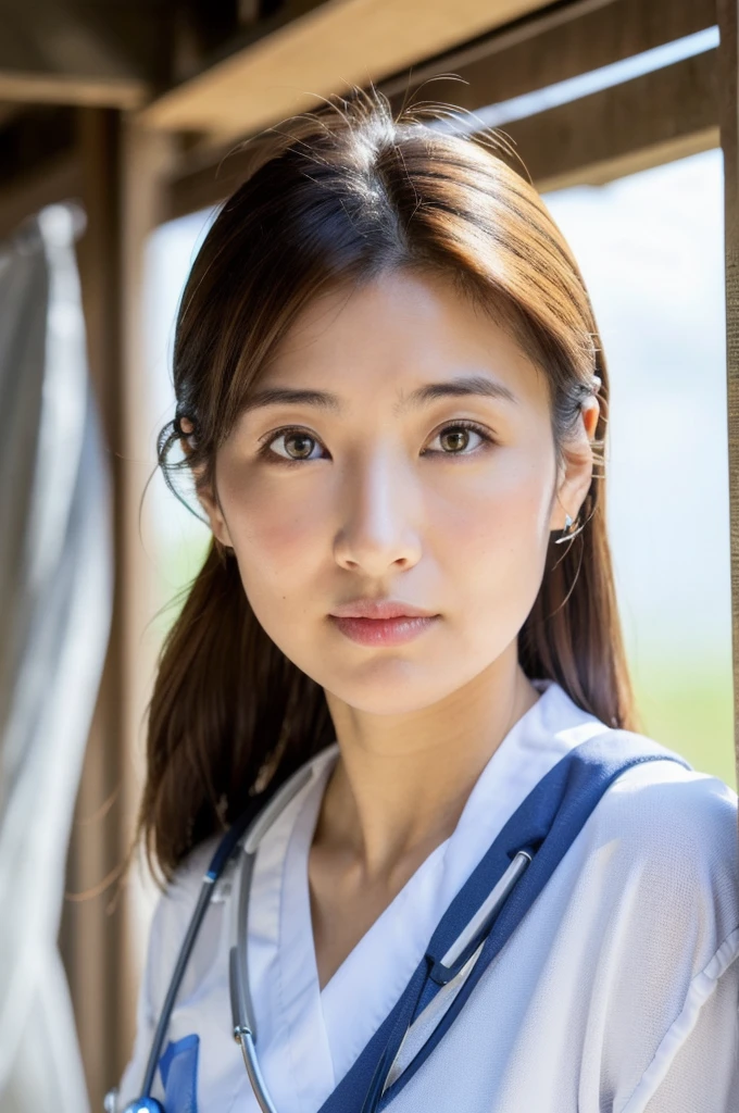 ((Highest quality)), ((masterpiece)), (detailed),Perfect Face,Japanese,Female doctor,White,Female announcer