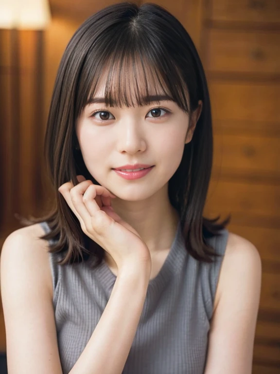 RAW Photos, One girl, Mid-chest, Cute face, Beautiful Face, Put your hands behind your body, Realistic, Depth of written boundary, Highest quality, masterpiece, Anatomically correct, Textured skin, Ultra-high resolution