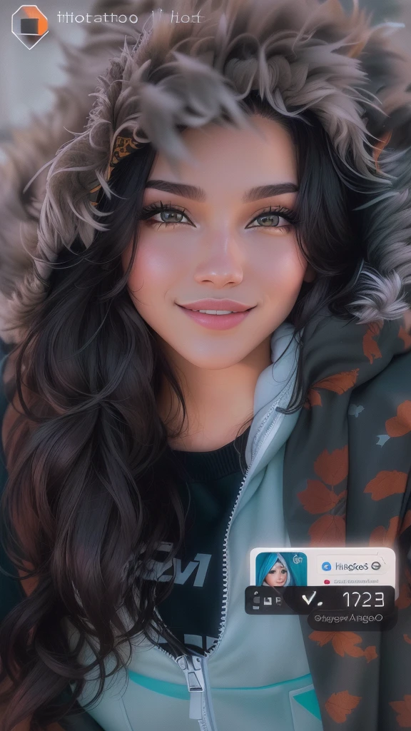 a closeup of a person wearing a jacket and hood, capture, with Instagram filters, Instagram, Photography, profile picture, at Instagram, instagram story, Estefania Villegas Burgos, instagram post, Instagram filter, Snapchat photo, , latina, portait photo profile pictureture, tik tok videos, in his early 30s, 🤤 girl portrait