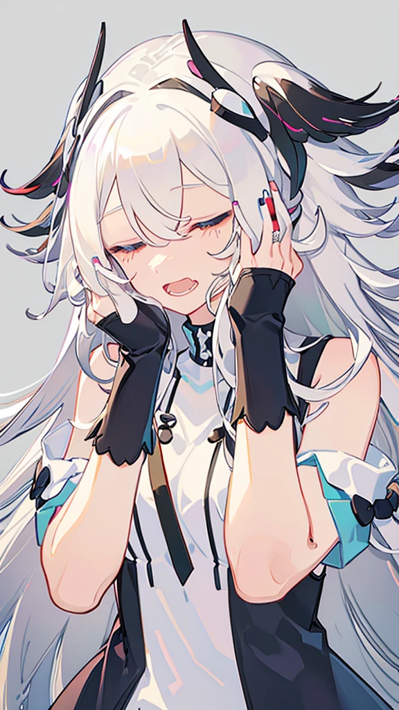 Half black and half white-haired girl