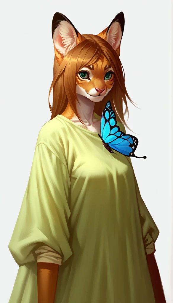 score_9, score_8_up, score_7_up, (clear simple background, white background, papyrus background),
 ((Butterfly:1.3)), _young, anthro, solo, female, (full_body, portrait, focus), ((beautiful, (Dressed)) 