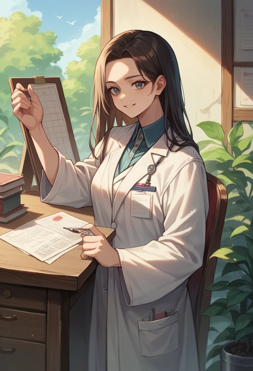 ((Highest quality)), ((masterpiece)), (detailed),Perfect Face,Japanese,Female doctor,White,Female announcer
