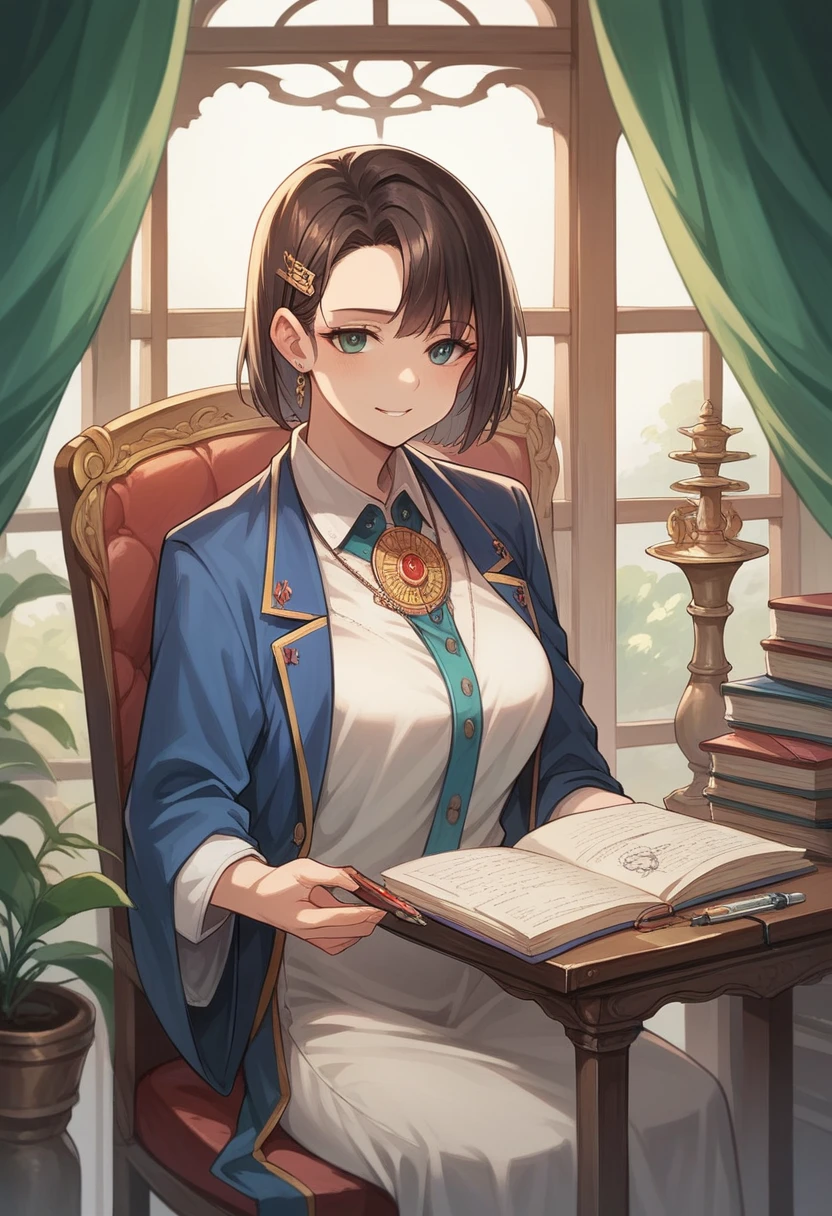 ((Highest quality)), ((masterpiece)), (detailed),Perfect Face,Japanese,Female doctor,White,Female announcer