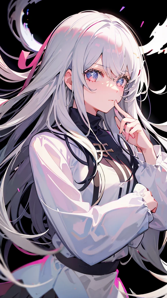 Half black and half white-haired girl