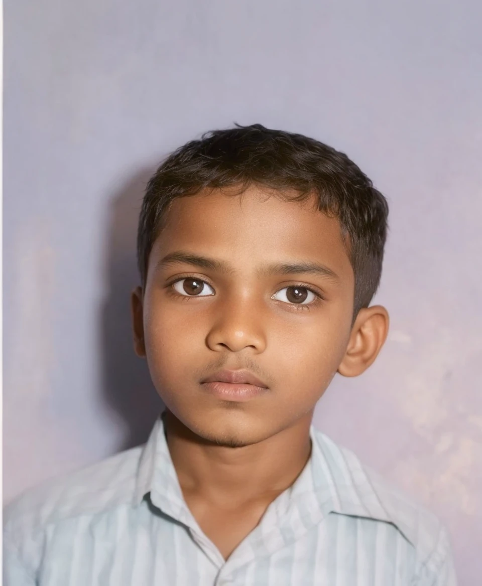 A indian young adukt boy with black hair and brown