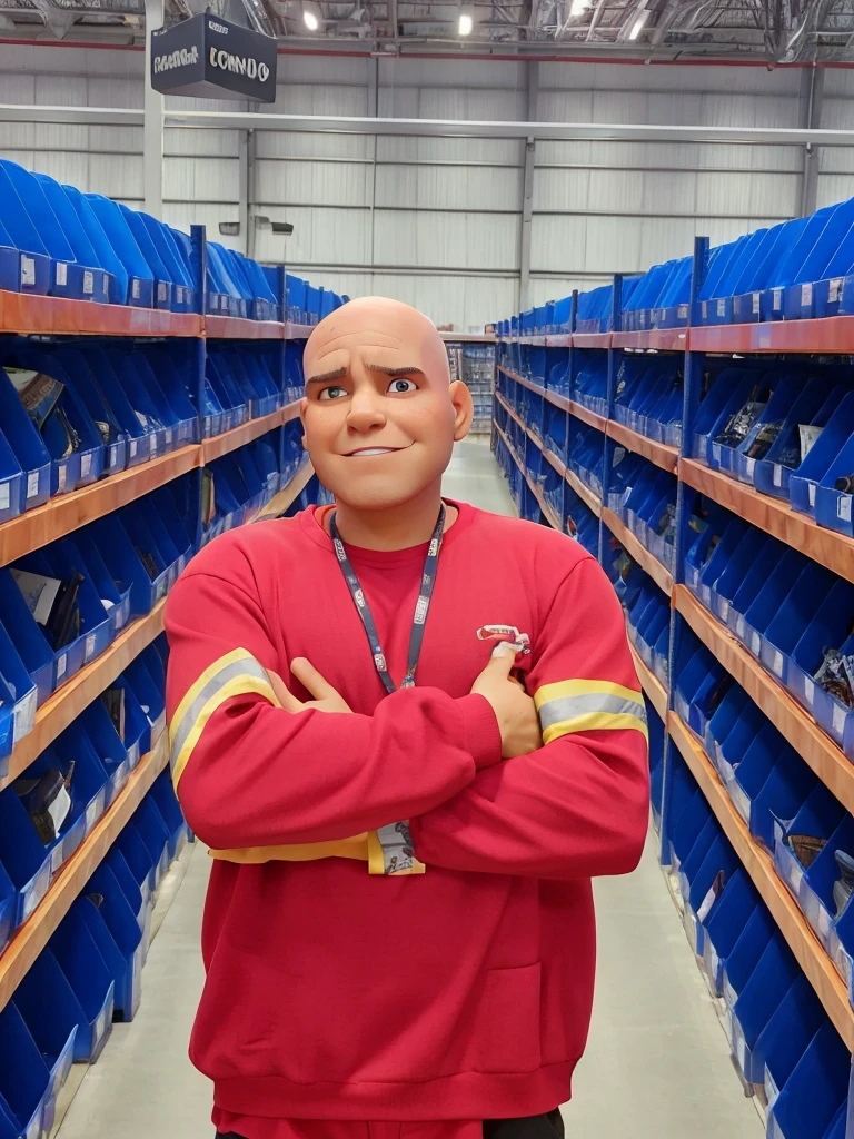 homem baldie de camiseta vermelha, baldie, qualidade maxima, in storage