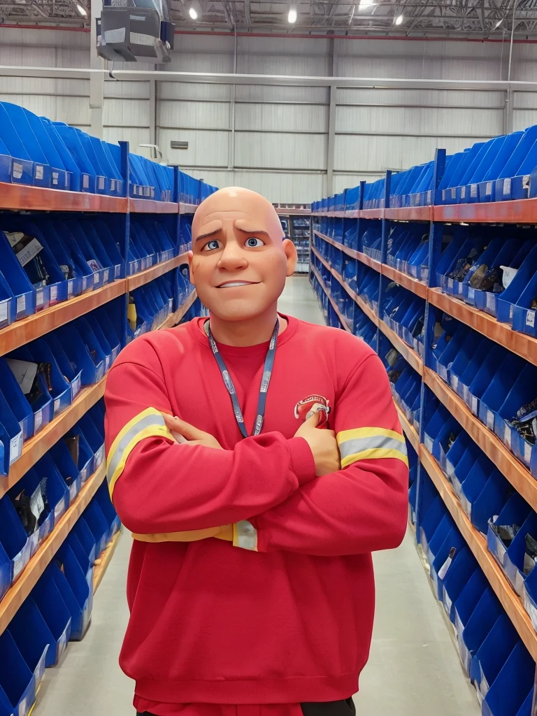 homem baldie de camiseta vermelha, baldie, qualidade maxima, in storage