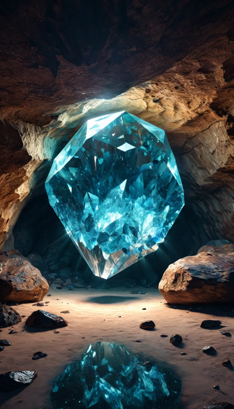 (By Oleksandra Exter:1.2), (cave with crystal), Glowing Crystal, Crystal Reflection, Ultra Wide Angle, Octane Rendering, Strengthen, Complex, (Highest quality, masterpiece, Representative works, Official Art, Professional, unity 8k wallpaper:1.3)