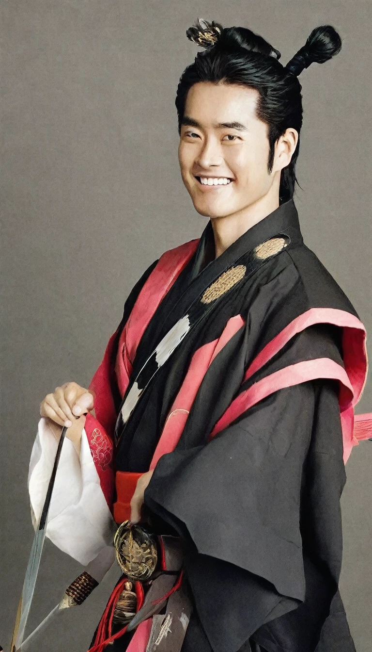Japanese Samurai,Real,Black Hair,smile,cool,１people
