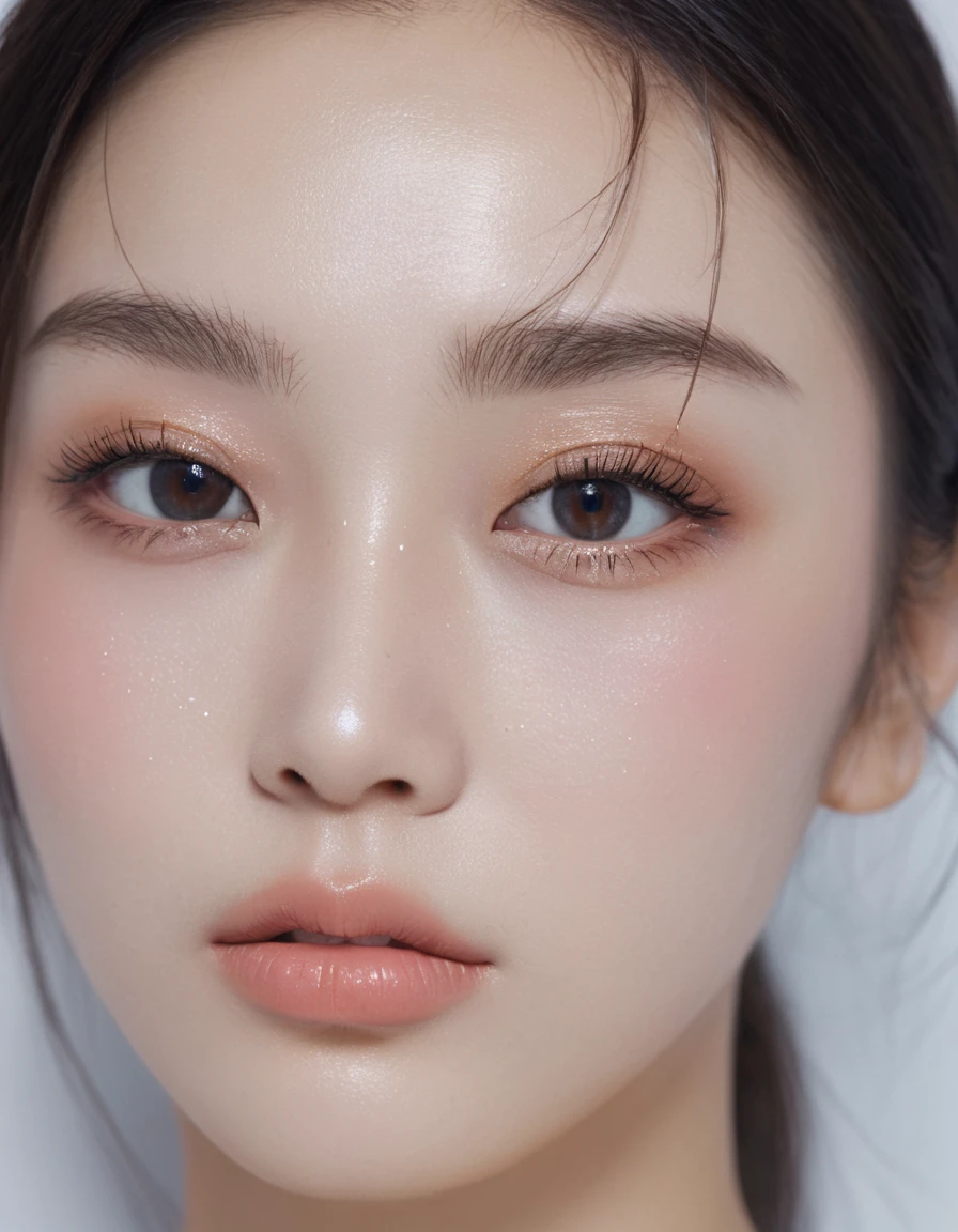 Medium wide angle close-up, Portraiture, Wide shot, Profile photo, Front view, One girl, woman, ((((Crying face)))、(((Watery eye)),Photorealistic)、(Intricate details:1.2)、(masterpiece、:1.3)、Facial beauty, (Highest quality:1.4)、(Ultra-high resolution:1.2)、Ultra-high resolution、(Detailed eyes)、(Detailed faceの特徴), ((Realistic lighting、Highest quality、8K、Natural light, masterpiece:1.3))、Bright photo, Clear focus:1.2、One girl in、Perfect beauty:1.4、Super Fine Face、I narrowed my eyes.、double eyelid、Photo Real, Perfect Eyes, Perfect Skin, Detailed skin, Detailed face, The audience watching, Front view, Portraiture, RAW Photos, Simple soft pink background, (intricate Detailed skin textured:1.4) Front view, The audience watching, Clear Face, 1 Girl、Polate、Bright and very beautiful face、beautiful girl, A stunning close-up portrait showing off the beauty of the Korean model. The composition is soft, Natural lighting , Bright Eyes, Impressive cheekbones. Her Shiny, The background is a simple white background, Wear a sweet shirt, Neat hair, Long Hair, Instagram Model, Profile photo, Bright and natural