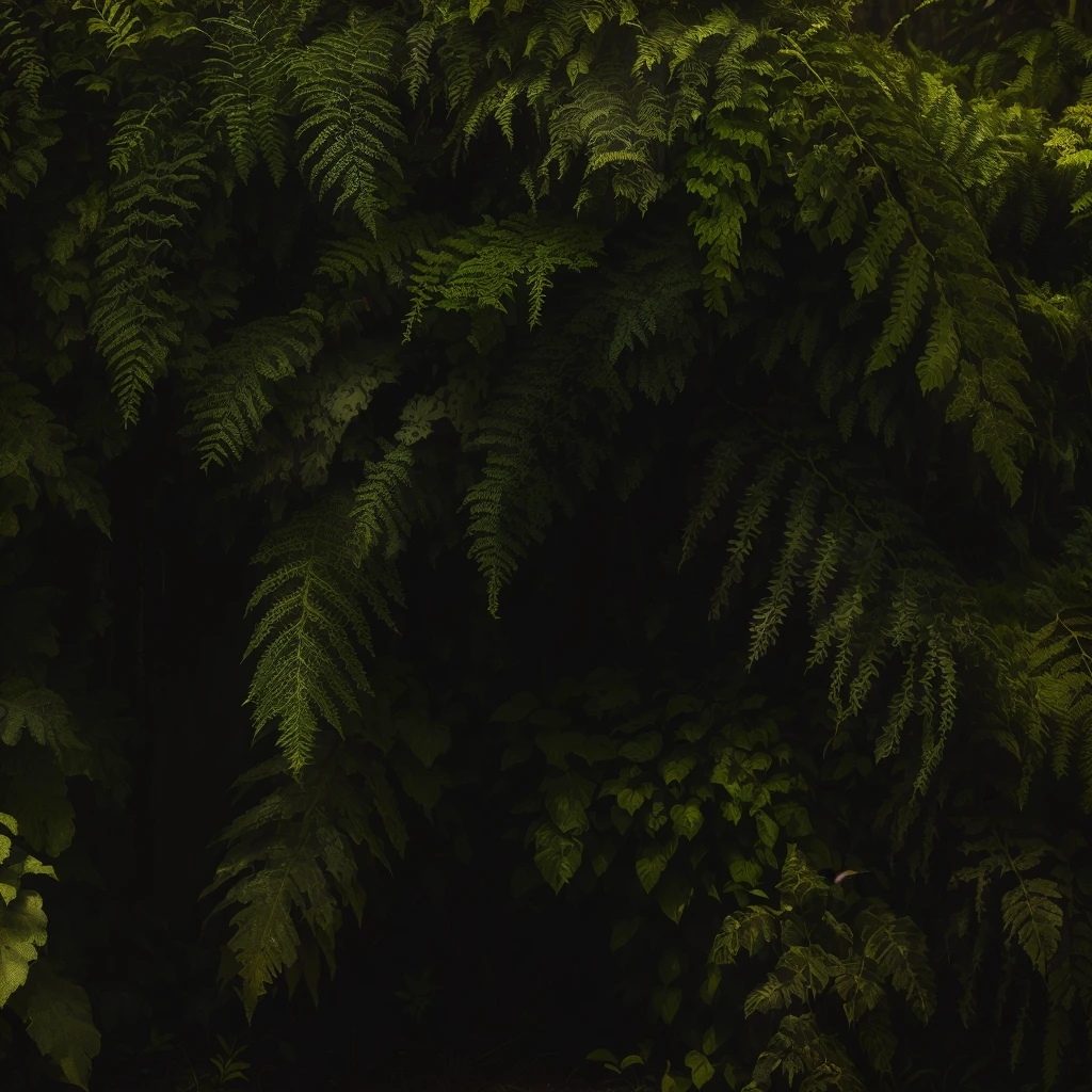 there is a fire hydrant sitting in front of a bush, Forest details, dark green leaves, lush vegetation and ferns, lush vegetation with ferns, Dark nature background, Dark forest in the background, fronds, ferns, The jungle as a background, lush forest foliage, dark forest in the background, Dark forests in the background, HQ 4k phone wallpaper, green foliage