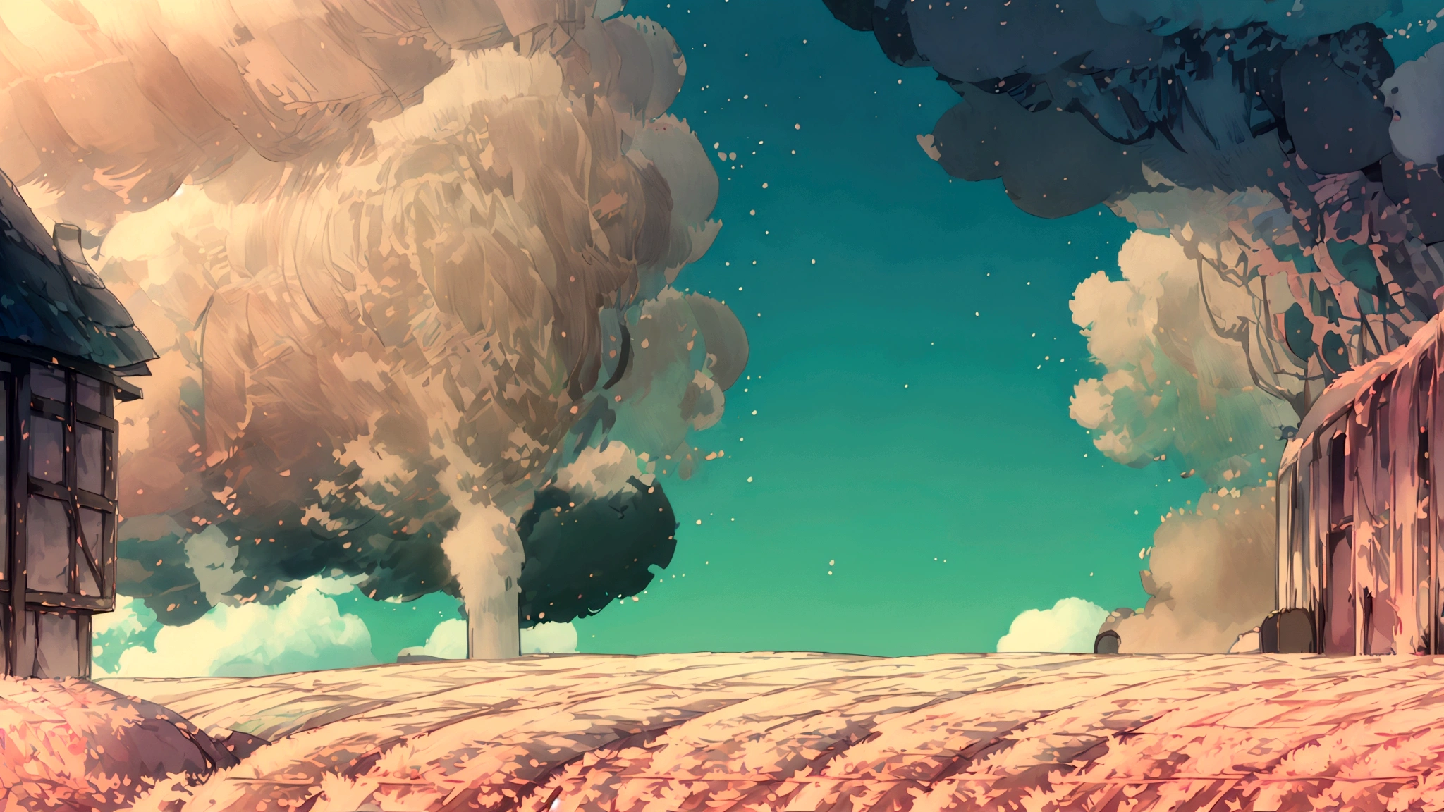 An anime-style image of a young woman journeying through a vast, mysterious world. She is shown walking with a determined expression, carrying a bag and looking out at the endless roads ahead. The background includes diverse landscapes such as mountains, forests, and open skies, depicted with soft, pastel colors to create a dreamy and adventurous mood. The scene captures the essence of adventure, hope, and the excitement of new discoveries. The image should be in a 16:9 aspect ratio.A vast world