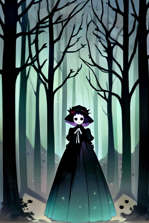 Wall Art Painting Dark Gothic Vintage Style Halloween, With the design of a white ghost in a foggy forest.