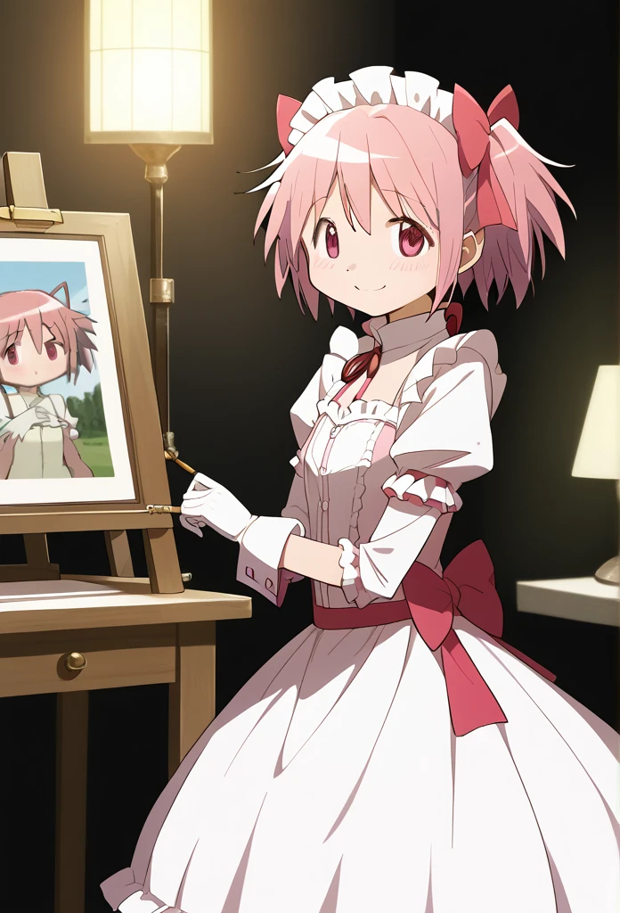 score_9,score_8_up,score_7_up,score_6_up,score_5_up,source_anime, (beautiful lighting), (female focus), (standing:1.2),  madoka \(Puella Magi Madoka Magica\),1girl,short twintails, ((looking at the viewer)), (smile), {{maid}}, {pink hair}, 1girl, spiroast, {{kaname madoka}}, in a cold, Fresh air,  {artist:yoneyama_mai}, {by misaka12003, stu dts} {artist:quasarcake}, {artist:ciloranko}, {oil painting}, realistic, gradient, best quality, amazing quality, very aesthetic, absurdres, best quality, amazing quality, very aesthetic, absurdres