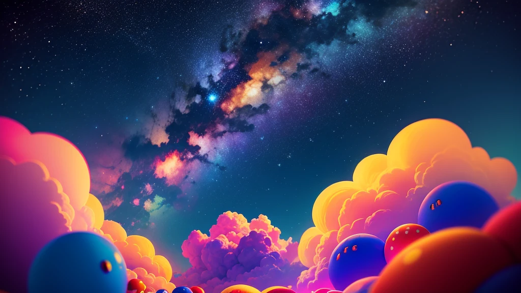 Super Mario colorful sky, the starry midnight sky, Lofi Style, close up, ultra detaild, 8K