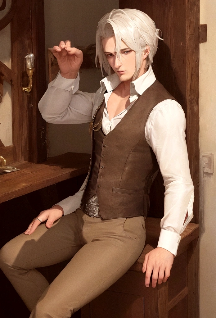 count, 25 years old. He favored loose, fine linen shirts and breeches that allowed him ease of movement, often in earthy tones to contrast his wild nights. A leather vest, adorned with metal fastenings, often replaced the heavy doublet, and his boots, though less polished, were of the finest craftsmanship. His hair, free and flowing. .by OlchaS,hot, 4k ultradetailed,steamy, expressive, emotional,