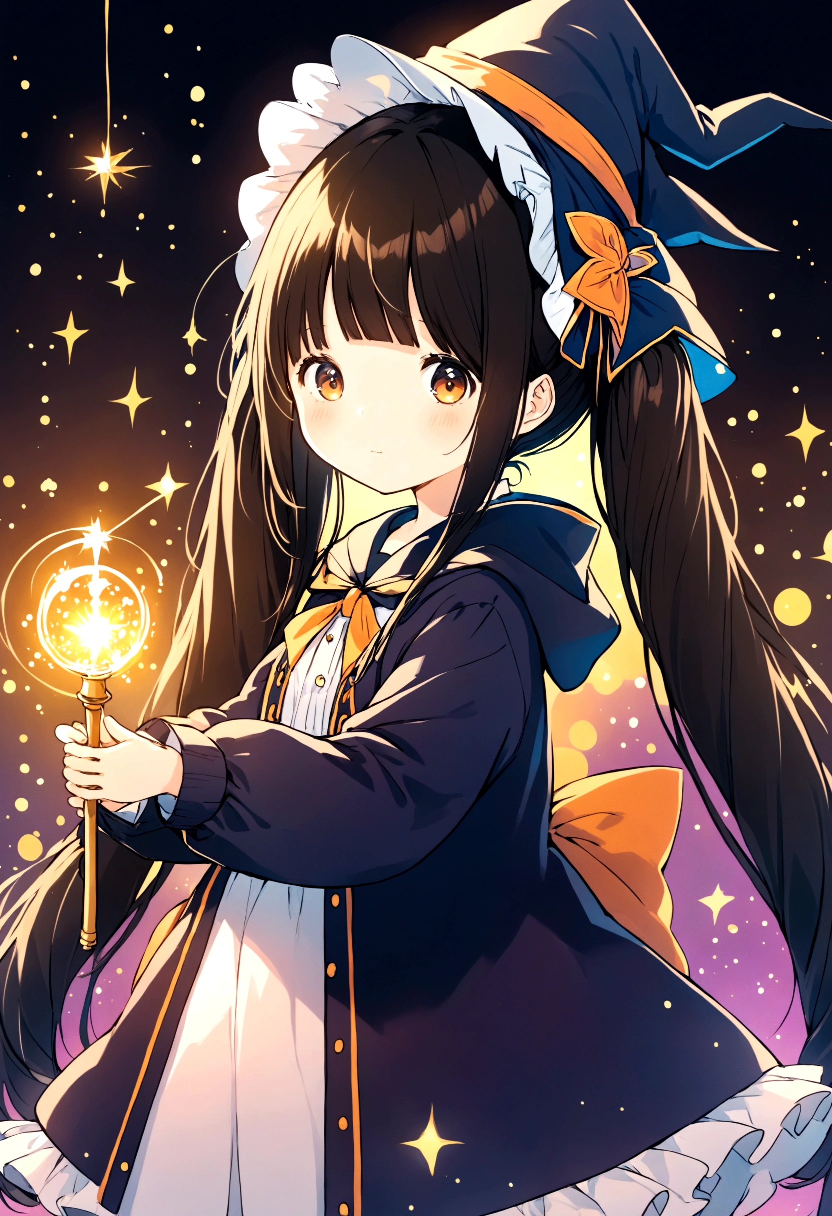 Twin Tails、, Cute anime style Hagrid, Young witches, Anime cute art style, Marisa Kirisame, Witch Girl, Anime Characters, as an Anime Characters, Possess magical powers, young wizard, A different world, Holding a magic wand