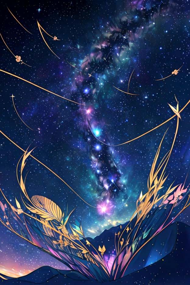 The world we see、Iridescent幻想的なNight Sky、constellation, Iridescentconstellation、Iridescent空包み込まれそうな瞬間,Astronomical observation、Planetarium、Meteors、colorful,美しいconstellation、Three-dimensional,wonderful景色,Night Sky,An atmosphere full of dreams and hope,masterpiece.16K, Ultra-high resolution, to be born,wonderful ,future、Iridescent、The world 30 years from now。