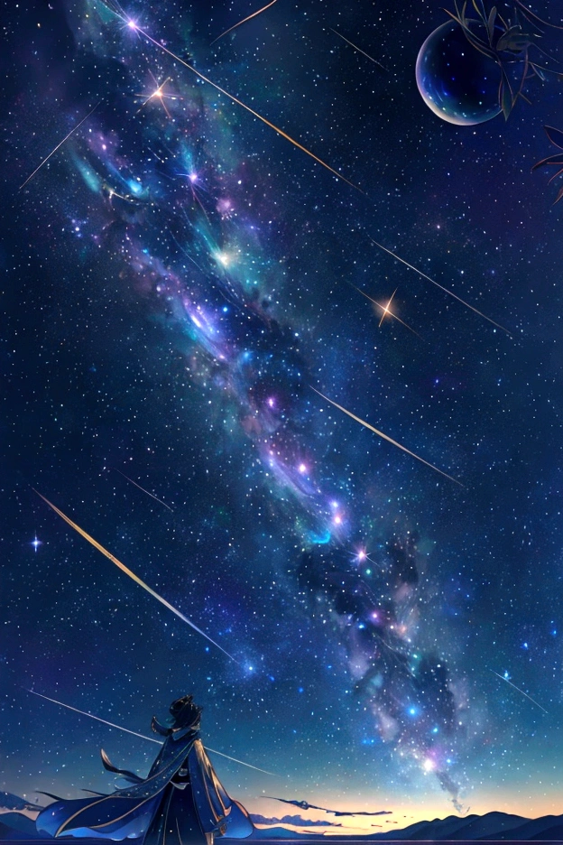 The world we see、Iridescent幻想的なNight Sky、constellation, Iridescentconstellation、Iridescent空包み込まれそうな瞬間,Astronomical observation、Planetarium、Meteors、colorful,美しいconstellation、Three-dimensional,wonderful景色,Night Sky,An atmosphere full of dreams and hope,masterpiece.16K, Ultra-high resolution, to be born,wonderful ,future、Iridescent、The world 30 years from now。