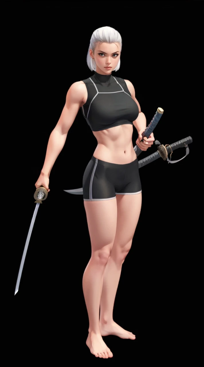 Musclar women holding katana