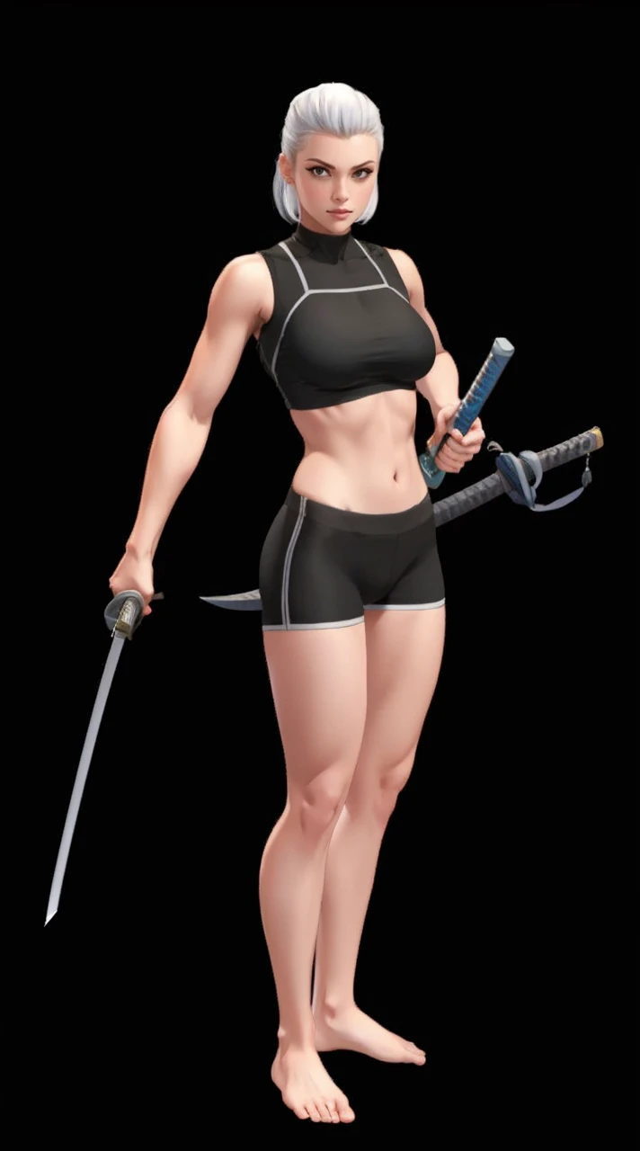 Musclar women holding katana