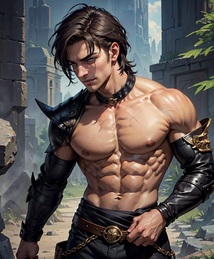 (((Luxurious shoulder length dark hair and sexy smirk.))) (((18 years old.))) (((18yo.))) (((Cute smirk.))) (((Single character image.))) (((1boy))) (((Looks like beefcake male fantasy character.))) Create an enchanting AI-generated image of a charismatic and irresistibly attractive man in a high fantasy realm. He should exude rugged, dashing charm that captures the attention of every onlooker, particularly the adoring gazes of countless women. This character must embody thrilling and exciting qualities, but his arrogance should be evident in his posture and expression.  Fantasy art.  Fantasy character.  He is expressive and has a lot of personality.  Has the body of a male model and a perfect male physique.  (((He seems flirty, sexy and rough.)))(((Seductive like a sexy villain.))) 


 dungeons & dragons, fantasy adventurer, fantasy NPC, attractive male in his mid 20's, ultra detailed, epic masterpiece, ultra detailed, intricate details, digital art, unreal engine, 8k, ultra HD, centered image award winning, fantasy art concept, digital art, centered image, flirting with viewer, best quality:1.0,hyperealistic:1.0,photorealistic:1.0,madly detailed CG unity 8k wallpaper:1.0,masterpiece:1.3,madly detailed photo:1.2, hyper-realistic lifelike texture:1.4, picture-perfect:1.0,8k, HQ,best quality:1.0,

 best quality:1.0,hyperealistic:1.0,photorealistic:1.0,madly detailed CG unity 8k wallpaper:1.0,masterpiece:1.3,madly detailed photo:1.2, hyper-realistic lifelike texture:1.4, picture-perfect:1.0,8k, HQ,best quality:1.0,


