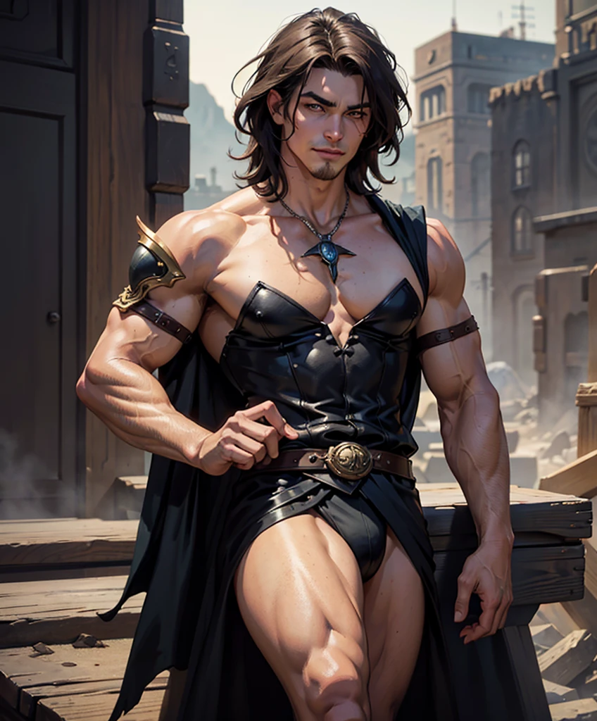 (((Luxurious shoulder length dark hair and sexy smirk.))) (((18 years old.))) (((18yo.))) (((Cute smirk.))) (((Single character image.))) (((1boy))) (((Looks like beefcake male fantasy character.))) Create an enchanting AI-generated image of a charismatic and irresistibly attractive man in a high fantasy realm. He should exude rugged, dashing charm that captures the attention of every onlooker, particularly the adoring gazes of countless women. This character must embody thrilling and exciting qualities, but his arrogance should be evident in his posture and expression. Fantasy art. Fantasy character. He is expressive and has a lot of personality. Has the body of a male model and a perfect male physique. (((He seems flirty, sexy and rough.)))(((Seductive like a sexy villain.)))
dungeons & dragons, fantasy adventurer, fantasy NPC, attractive male in his mid 20's, ultra detailed, epic masterpiece, ultra detailed, intricate details, digital art, unreal engine, 8k, ultra HD, centered image award winning, fantasy art concept, digital art, centered image, flirting with viewer, best quality:1.0,hyperealistic:1.0,photorealistic:1.0,madly detailed CG unity 8k wallpaper:1.0,masterpiece:1.3,madly detailed photo:1.2, hyper-realistic lifelike texture:1.4, picture-perfect:1.0,8k, HQ,best quality:1.0,
best quality:1.0,hyperealistic:1.0,photorealistic:1.0,madly detailed CG unity 8k wallpaper:1.0,masterpiece:1.3,madly detailed photo:1.2, hyper-realistic lifelike texture:1.4, picture-perfect:1.0,8k, HQ,best quality:1.0,