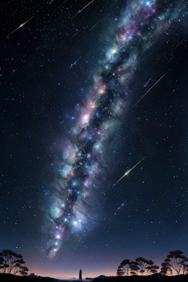 The world we see、Iridescent幻想的なNight Sky、constellation, Iridescentconstellation、Iridescent空包み込まれそうな瞬間,Astronomical observation、Planetarium、Meteors、colorful,美しいconstellation、Three-dimensional,wonderful景色,Night Sky,An atmosphere full of dreams and hope,masterpiece.16K, Ultra-high resolution, to be born,wonderful ,future、Iridescent、The world 30 years from now。