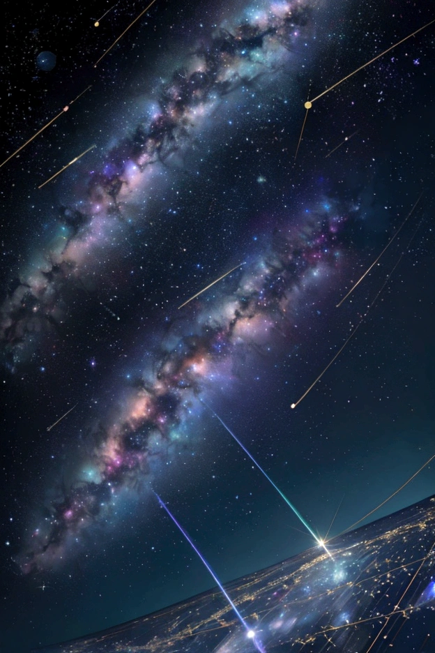 The world we see、Iridescent幻想的なNight Sky、constellation, Iridescentconstellation、Iridescent空包み込まれそうな瞬間，Astronomical observation、Planetarium、Meteors、colorful，美しいconstellation、Three-dimensional，wonderful景色，Night Sky，An atmosphere full of dreams and hope，masterpiece．16K, Ultra-high resolution, to be born,wonderful ,future、Iridescent、The world 30 years from now。