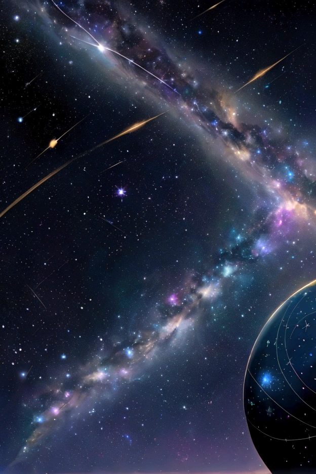 The world we see、Iridescent幻想的なNight Sky、constellation, Iridescentconstellation、Iridescent空包み込まれそうな瞬間,Astronomical observation、Planetarium、Meteors、colorful,美しいconstellation、Three-dimensional,wonderful景色,Night Sky,An atmosphere full of dreams and hope,masterpiece.16K, Ultra-high resolution, to be born,wonderful ,future、Iridescent、The world 30 years from now。
