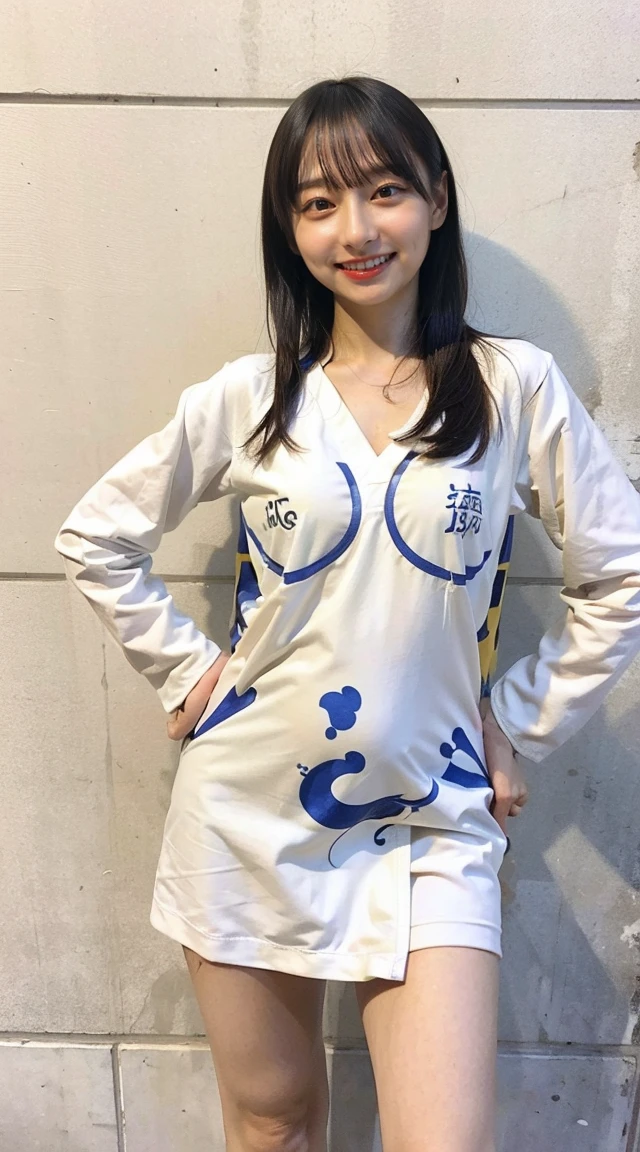 (8K、RAW Photos、Highest quality、masterpiece:1.2)、(Realistic、Photorealistic)、1 Girl、((towel、I can see your feet、hot spring、Wet hair、pregnancy、Big Breasts、Nipples、らを向いてsmile、)、Lots of eyelashes、Add shine to your eyelids、skeletally correct、smile、Stand with hands on hips、