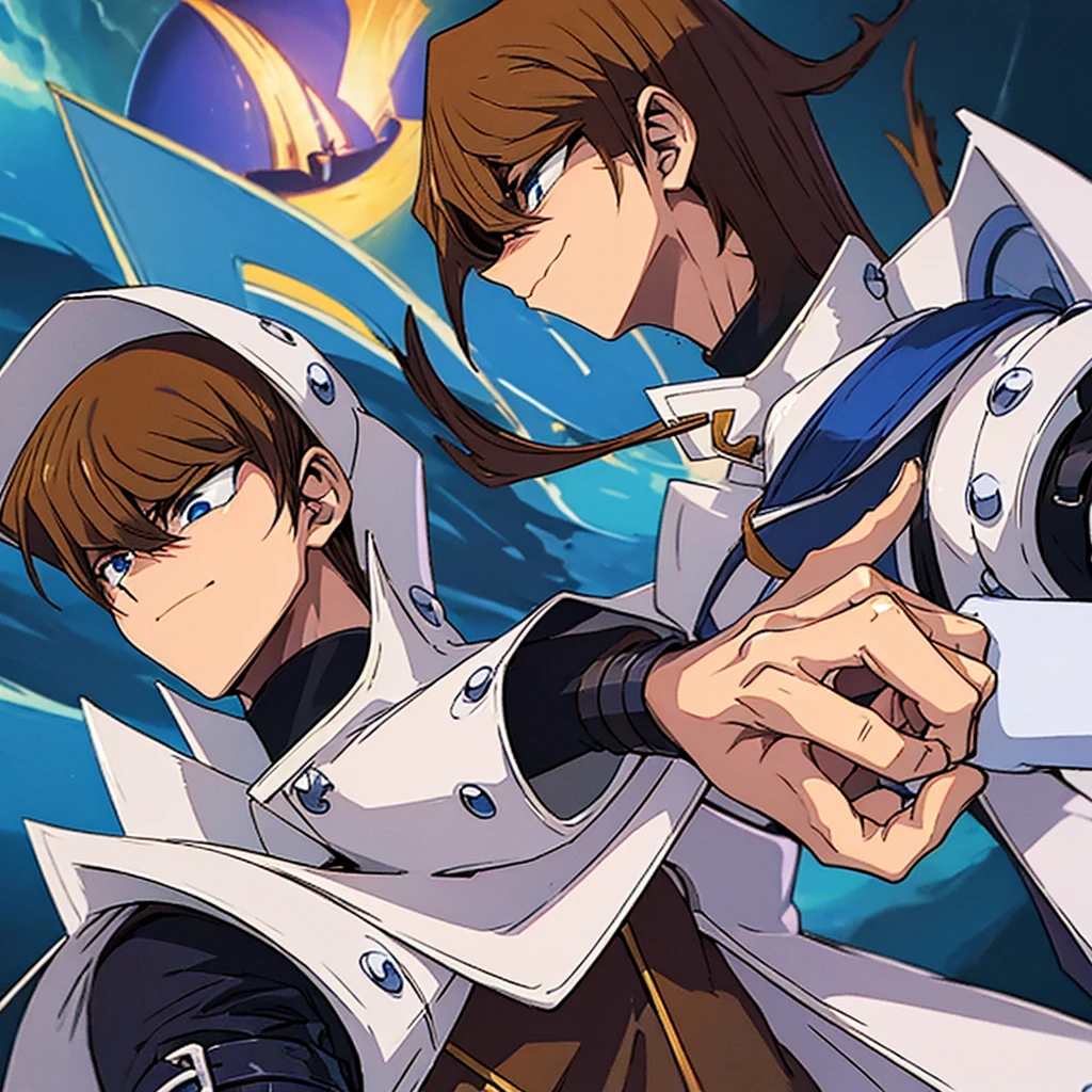 1 boy, Seto Kaiba, , , Brown hair, , عين زرقاء ، جسم من الخلف ،حديقة،فخذ كبير، ، Seto Kaiba ، قميص من دون اكمام، وجه من الخلف، عين تنضر للأسفل, Duel Monsters