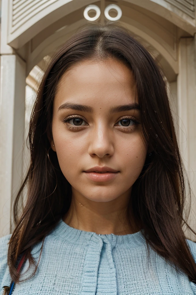 another pretty girl with well detailed symmetrical face from the front 