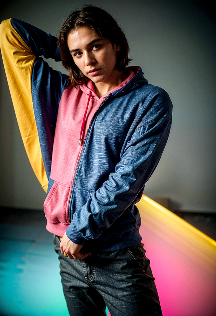 neon man in hoody