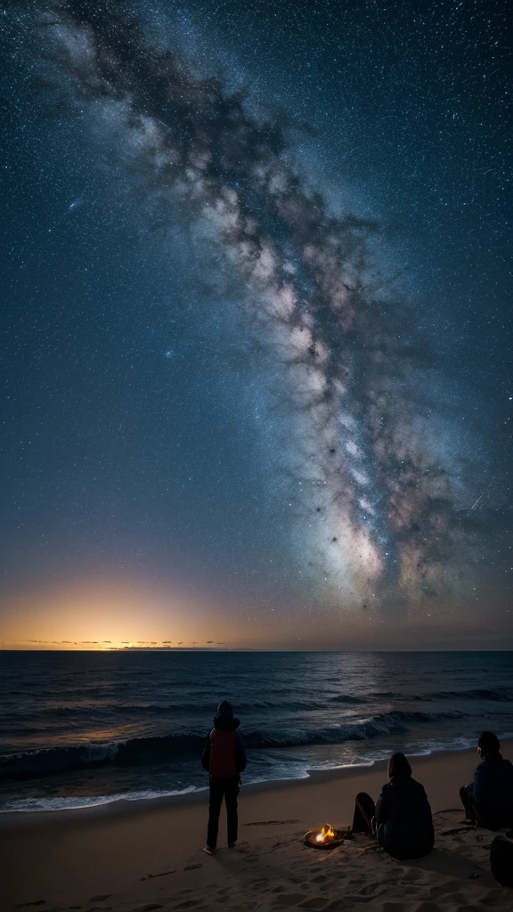 Starry Sky, Ocean, Whales 