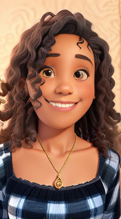 Curly black woman girl smiling