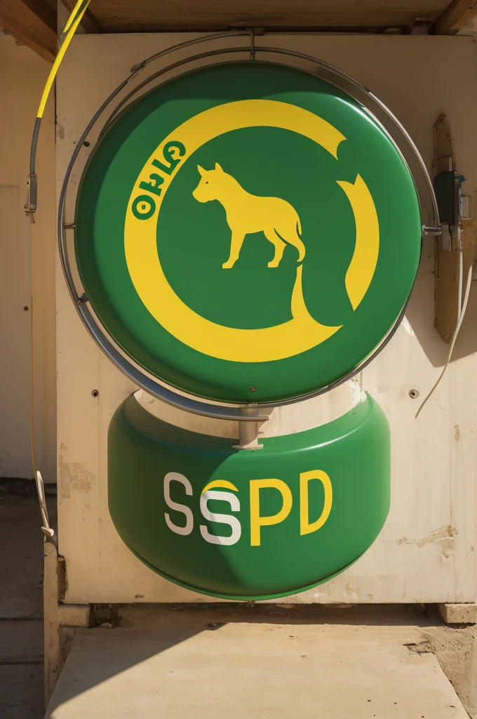 Create a round logo for an NGO SOS Animal PI. Using green and yellow tones