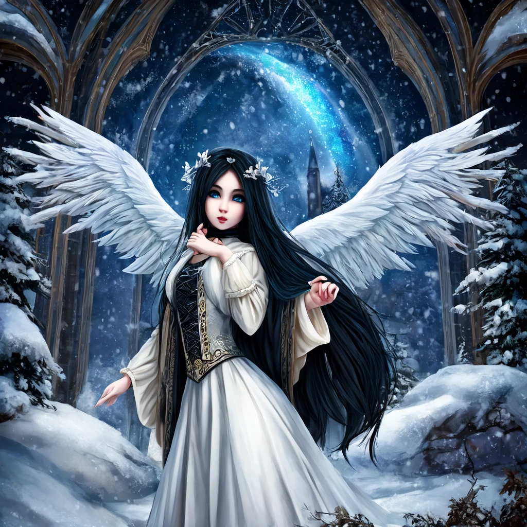 Create an angel in winter gothic sytle