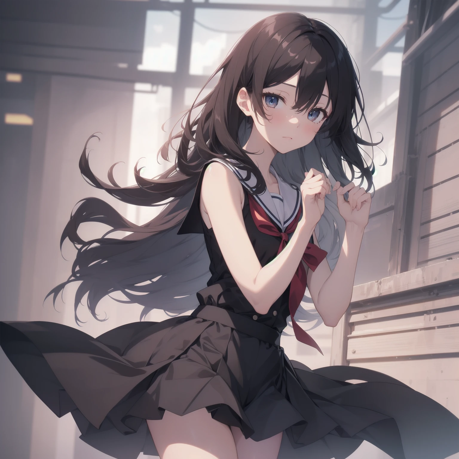 ultra-absurdres-Top quality by artist God, ultra-detailed, high resolution, anime moe artstyle, best anime 8k konachan wallpaper, pixiv contest winner, pool:2810, perfect anatomy,break, 1girl, (Please draw a girl walking sleepily to school alone. )break,(Solo,little female, 13-year-old:1.3),Full limbs, complete fingers,a junior high school student, (very short hair), short cut, flat chest, , small butt, small black eyes, beautiful detailed eyes, well-proportioned iris and pupils, expressive eyes, highres detailed hair, soft expression, salor school_uniform, sailor collar, serahuku, bow, pleated skirt,(Detailed Lighting), (Detailed background), in the School commute route. break,super detailed skin, Best cinematic lighting powered by famous artist, 8k,beauty illustration,photoshop_(medium),very aesthetic,break,((artist:mochi_au_lait )), artist:clamp ,artist:carnelian ,artist:kantoku ,
