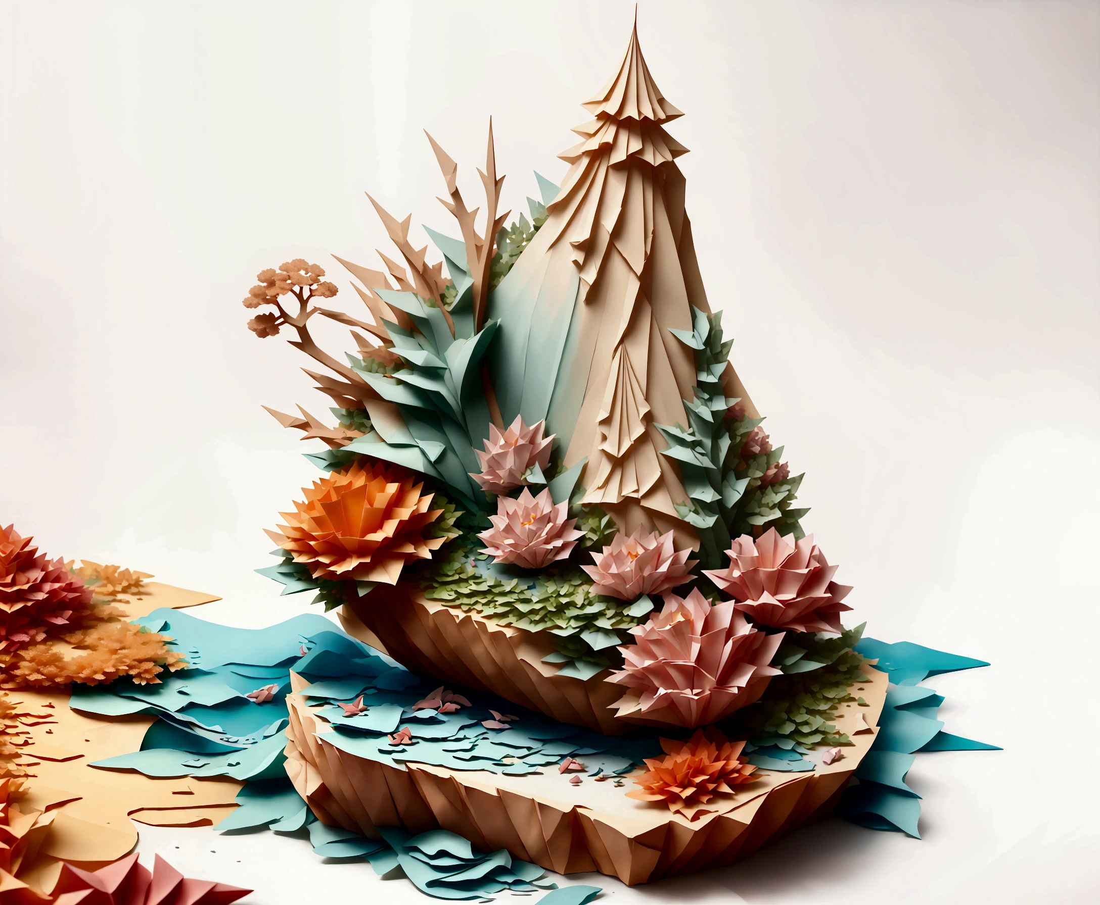 Masterpiece, best quality, very detailed, extremely detailed, corals and seashells composition, no background