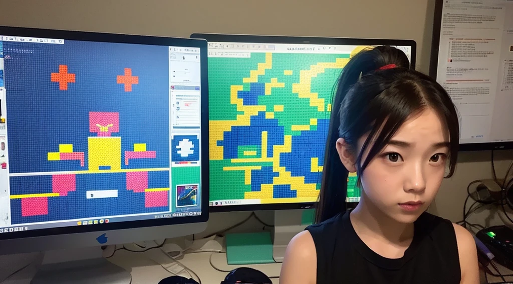Pixel Games,Sci-fi scene,Twin ponytail girl,Pixel Art #Pixel Art