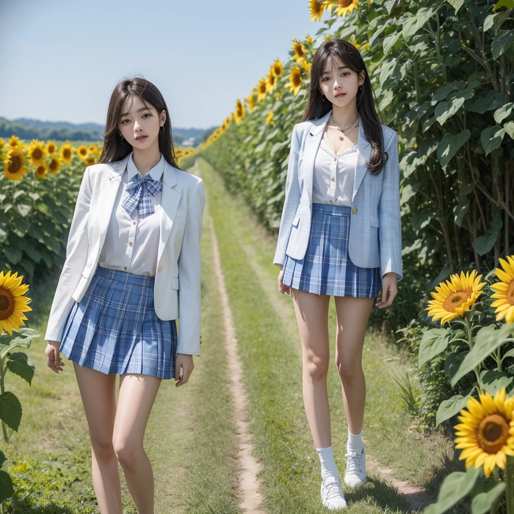 8K、RAW Photos、Highest quality、Super detailed、Super Resolution、Ultra HD、8K壁紙、Amazing details アメリカンブレザーの制服の女の子 ((White blouse with formal collar, Blue blazer, Blue plaid skirt, Red checkered ribbon on blouse)), Complete limbs, Full Finger, A large sunflower field in the countryside、Straight road、Walk through the sunflower field,smile、sun、School bag、Heart Necklace (((Full body photo))) ((Blue sky))
8K、RAW Photos、Highest quality、masterpiece:1.2、Super detailed、Super Resolution、Ultra HD、8K壁紙、Amazing details、Photorealistic:1.4、Having fun by the water、Full Body Shot、Full body photo、High-resolution RAW color photos、Professional photos、A scene full of emotion、Very detailed and beautiful、Ultra HD、8K壁紙、Amazing details、Huge file sizes、Highly detailed beautiful girls、Highly detailed face Highly detailed eyes、Extremely realistic skin、 Highly detailed fingers, Highly detailed nose, Highly detailed mouth, Perfect Anatomy, Highly detailed background, Highly detailed clothing, Teen, cute女の子, Famous Japanese Idols, cute, Realistic body, Slender, White skin, Glowing Skin, Slim body, Realistic Face, Delicate eyes, double eyelid,