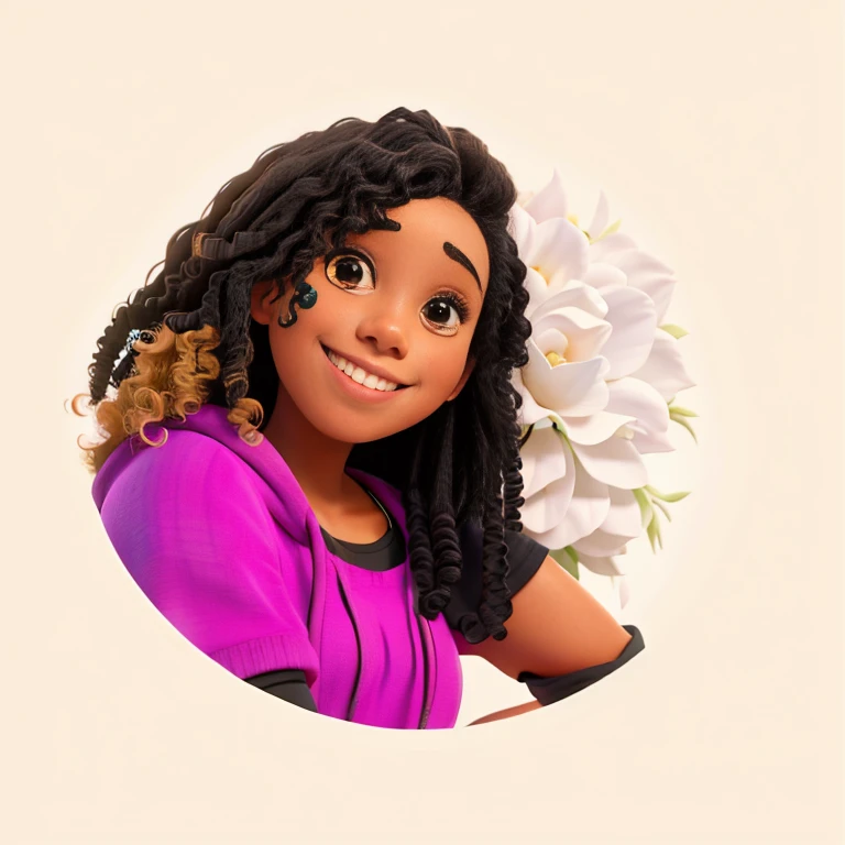 Curly black woman girl smiling
