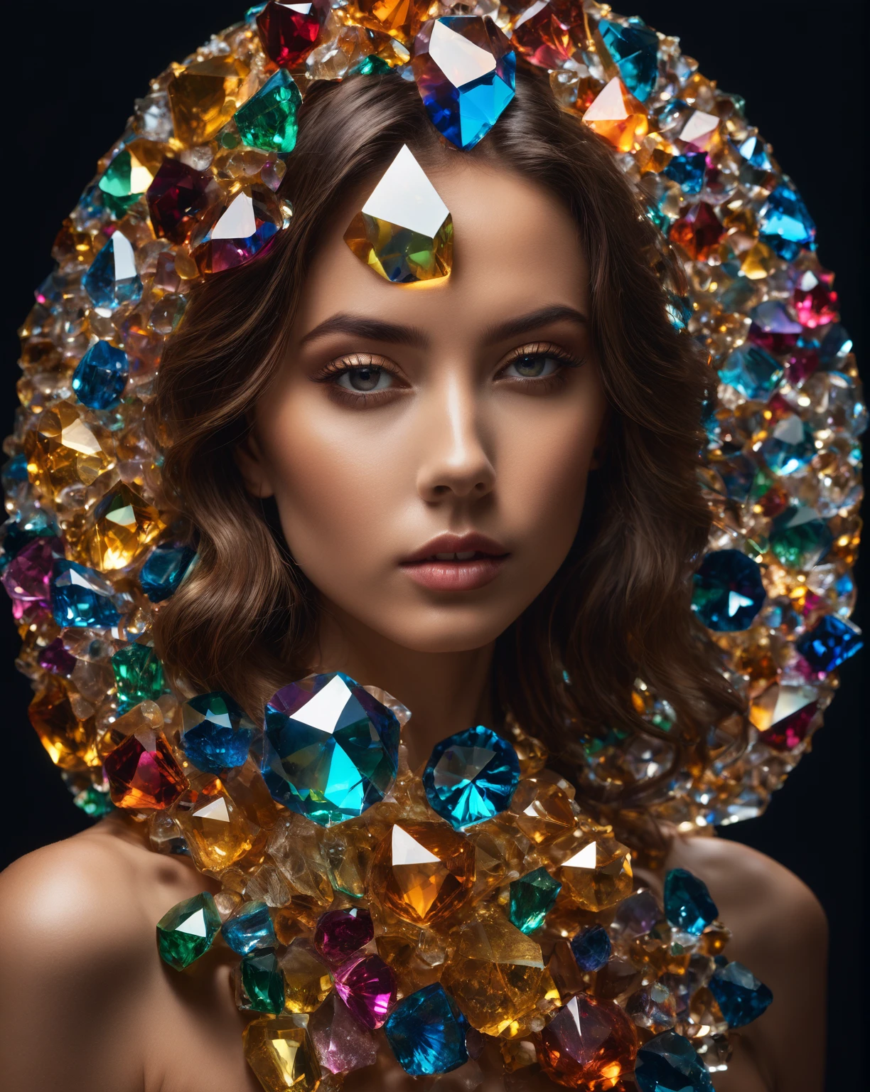 A girl in a prism of colorful crystals., RAW Photos, G Master Lenses, PhotoRealistic, HyperRealistic, Ultra-detailed, Analog Style, Natural light, Studio Lighting, Soft lighting, Realistic, Dark Shadows, masterpiece, Highest quality, ultra Realistic, 8K, Golden Ratio, Complex, High detail, Film PhotographyA girl in a prism of colorful crystals., RAW Photos, G Master Lenses, PhotoRealistic, HyperRealistic, Ultra-detailed, Analog Style, Natural light, Studio Lighting, Soft lighting, Realistic, Dark Shadows, masterpiece, Highest quality, ultra Realistic, 8K, Golden Ratio, Complex, High detail, Film Photography((Facing forward)),((Full body images)),((Long, slender legs))((Are standing))