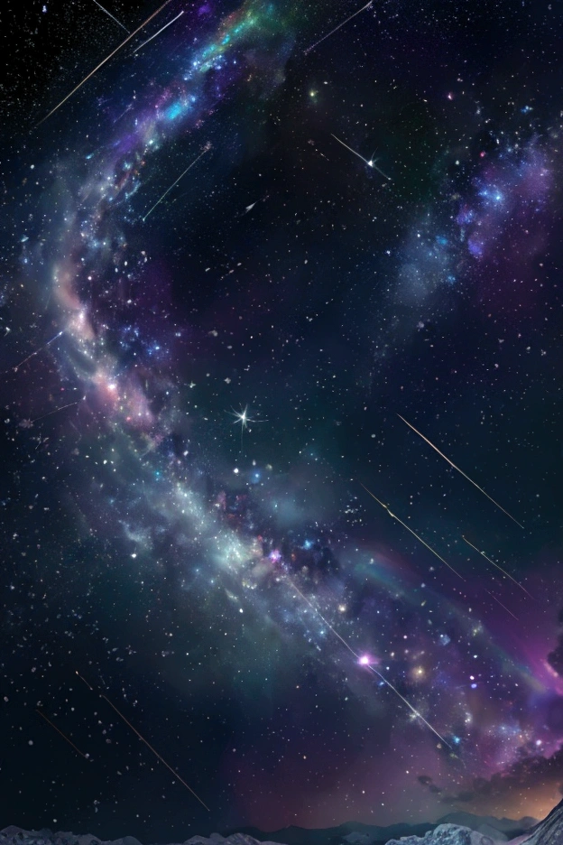 The world we see、Iridescent幻想的なNight Sky、constellation, Iridescentconstellation、Iridescent空包み込まれそうな瞬間,When the stars shine in rainbow colors、Astronomical observation、Planetarium、Meteors、colorful,美しいconstellation、Three-dimensional,wonderful景色,Night Sky,An atmosphere full of dreams and hope,masterpiece.16K, Ultra-high resolution, to be born,wonderful ,future、Iridescent、The world 30 years from now。