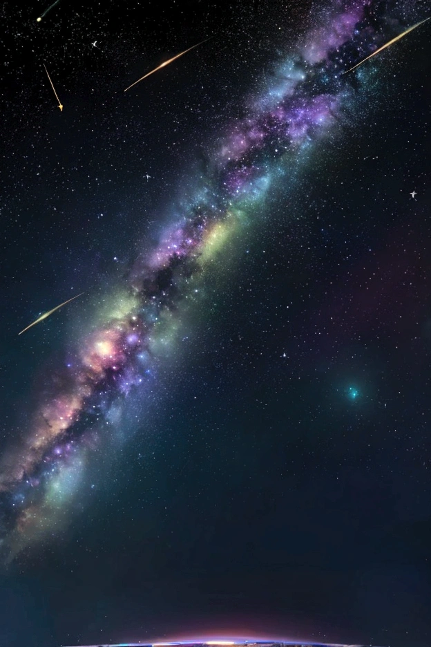 The world we see、Iridescent幻想的なNight Sky、constellation, Iridescentconstellation、Iridescent空包み込まれそうな瞬間，When the stars shine in rainbow colors、Astronomical observation、Planetarium、Meteors、colorful，美しいconstellation、Three-dimensional，wonderful景色，Night Sky，An atmosphere full of dreams and hope，masterpiece．16K, Ultra-high resolution, to be born,wonderful ,future、Iridescent、The world 30 years from now。