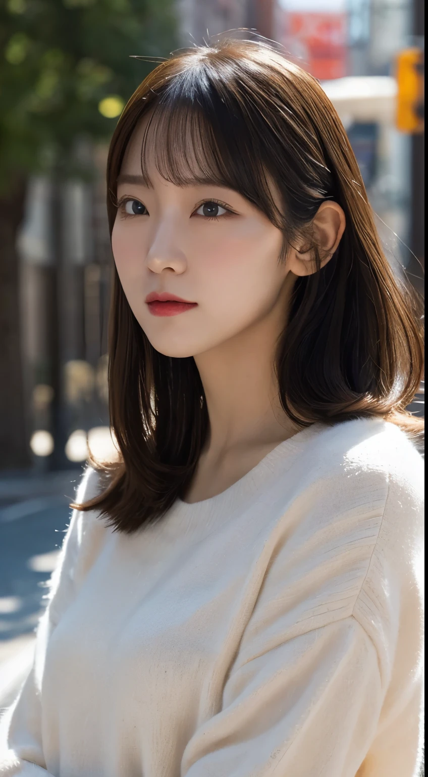Tabletop, Highest quality, figure, Super detailed, In detail, High resolution, 8k wallpaper, Perfect dynamic composition, Beautiful attention to detail , city(Scramble crossing), Sexy Face,A face of ecstasy,Face at peak sexual arousal，profile,Perfect and beautiful face