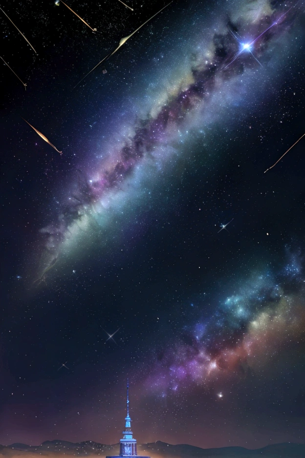 The world we see、Iridescent幻想的なNight Sky、constellation, Iridescentconstellation、Iridescent空包み込まれそうな瞬間,When the stars shine in rainbow colors、Astronomical observation、Planetarium、Meteors、colorful,美しいconstellation、Three-dimensional,wonderful景色,Night Sky,An atmosphere full of dreams and hope,masterpiece.16K, Ultra-high resolution, to be born,wonderful ,future、Iridescent、The world 30 years from now。