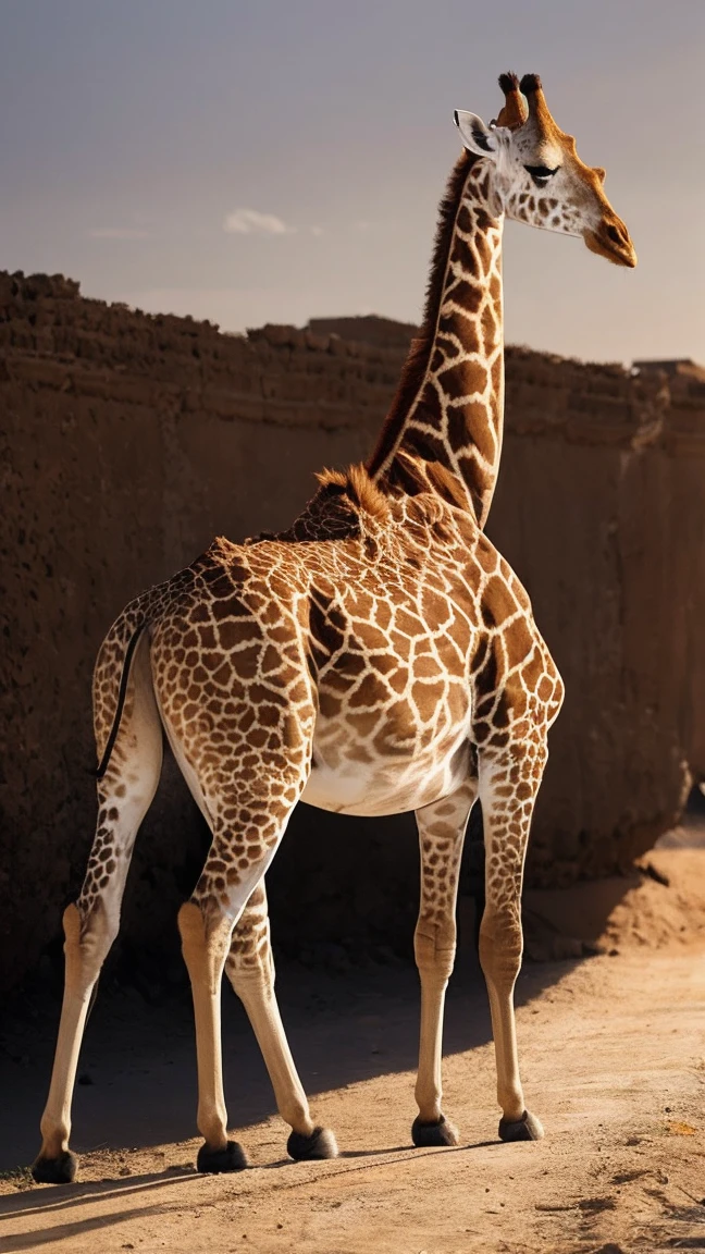 A fictional animal that is a combination of a giraffe and a camel